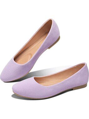 Obtaom Women Purple Textile Closed Round Toe Slip on Ballet Flats Shoes